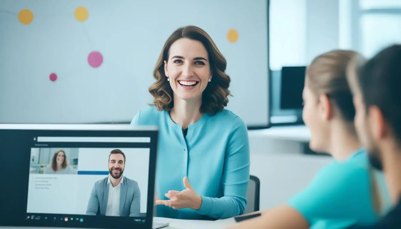 pessoas tendo aula online cm um computador na mesa